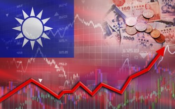 Taiwan economic growth on financial graph. Taiwan financial growth on market graph