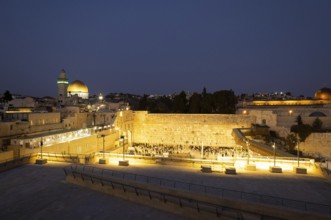 Israel, Sacred Western Wall Kotel in Jerusalem Old City known as Wailing Wall and Al Buraq Wall,
