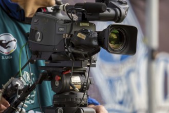 Television camera at a third division match (football) in Germany