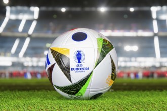 Close-up of the official match ball of UEFA EURO 2024: The 2024 European Football Championship will