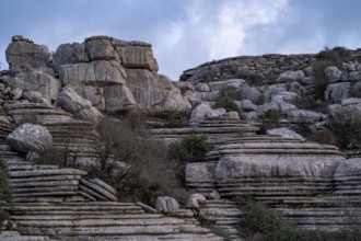 Bizarre limestone rock formations, El Torcal nature reserve, Torcal de Antequera, Malaga province,
