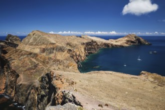 Madeira Island scenic rugged landscape - Ponta do Sao Lourenco cape, Miradouro do Abismo viewpoint.