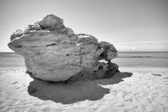 Rocks on the beach of Nea Kallikratia, Chalkidiki, Halkidiki, Macedonia, black and white, Greece,