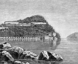 Lago di Como, the picturesque Lake Como in the Southern Alps, mountain and lake landscape,