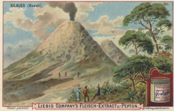Picture series volcanic landscapes, the Kilauea on Hawaii, Liebig picture, digitally restored