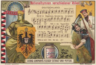 Picture series National anthems of various nations, Germany, Liebig picture, digitally restored