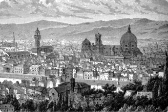 Florence, Firenze, in Tuscany, Italy, in 1880, Historical, digital reproduction of an original from