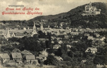 Historical postcard, picture postcard, Wernigerode, Saxony-Anhalt, Germany, digitally enhanced