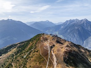 Summit with mountain railway, Venet mountain railway, Venet, Ötztal Alps, Tyrol, Austria, Europe