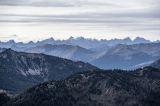 View of the foothills of the Mangfall mountains, from the Österreischischer Schinder, Bavarian