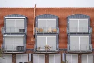 The East Frisian North Sea island of Juist in winter, holiday flats, empty, low season, Lower
