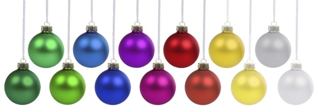 Christmas baubles hanging jewellery baubles decoration freestanding isolated in Stuttgart, Germany,