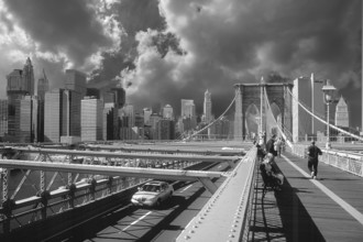 View of Manhattan from the Brooklyn Bridge, New York City, USA, North America