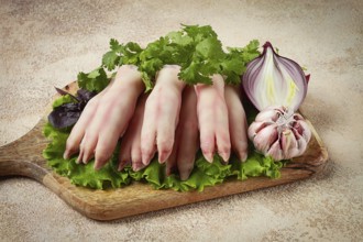 Raw, pig's feet, young piglet, piglet's hooves