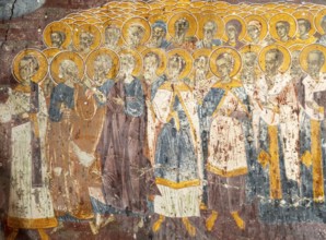 Religious mural inside Greek Orthodox church of Saint Mary, or Panagia Monastery, Dhermi, Albania,