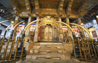 Golden shrine in the Buddhist Temple of the Tooth or Sri Dalada Maligawa, Kandy, Central Province,