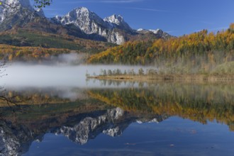 Autumn mood at lake Almsee, Grünau, Austria, Totes Gebirge, Europe