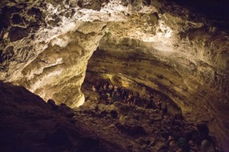 Cueva de Los Verdes, cave tourist attraction in lava pipe tunnel, Lanzarote, Canary Islands, Spain,