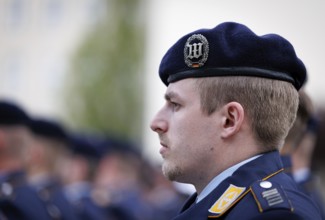 Air force soldiers of the guard battalion, photographed during the final roll call of the