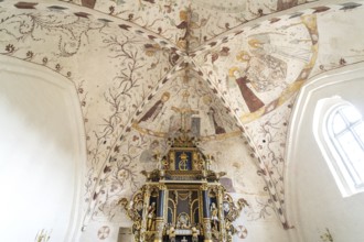 Religious frescoes by the Elmelunde Master in the church of Elmelunde, Mön Island, Denmark, Europe