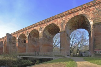 Rosental viaduct built in 1850, railway bridge, red stone arch bridge, Rosental viaduct, red,