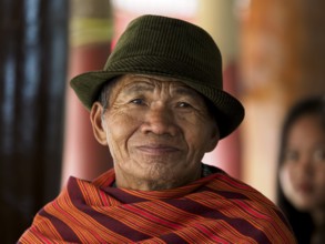 Old man with hat, smiling, Tana Toraja, Sulawesi, Indonesia, Asia