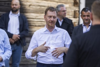Minister-President Michael Kretschmer visits Schneeberg on the occasion of the mining dispute day,