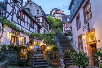 The monastery steps in Beilstein at dusk, Rhineland-Palatinate, Germany, Europe