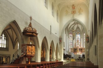 Pulpit with wood carving, fresco, high altar, decorations, Last Judgement, Last Judgement,