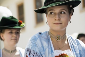 Traditional traditional costume parade, Garmisch-Partenkirchen, Werdenfelser Land, Upper Bavaria,