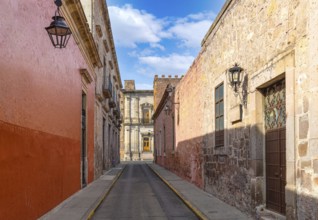 Morelia, Michoacan, colorful streets and colonial houses in Morelia historic city center, one of