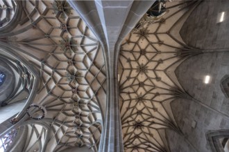 Late Gothic ribbed vault from the Heilig-Kreuz-Münster, 15th century, Rottweil, Baden-Württemberg,