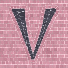 Mosaic tiles letter V. EPS 10 editable flat design vector seamless horizontal pattern