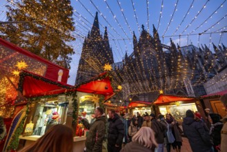 Christmas market on Roncallli Square, right next to Cologne Cathedral, in the historic centre of