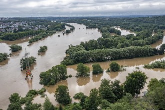 Flood on the Ruhr, after long heavy rainfall the river left its bed and flooded the countryside and