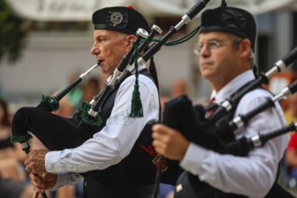 Bagpipe orchestra, Pipe concert, Sigmaringen, Baden-Württemberg, Germany, Europe