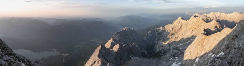 Impressive rocky mountain landscape in the evening light, steep mountain ridge, Jubiläumsgrat and