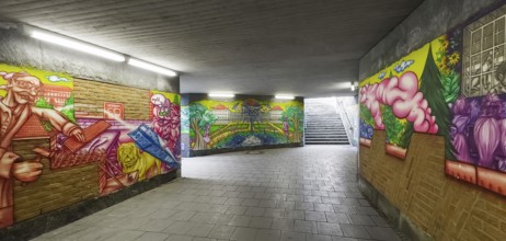 Art project by Martin Blumöhr, pedestrian subway Niwenhaus, Dom-Pedro-Straße, Munich, Bavaria,
