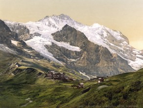 Scheidegg, Hotel Jungfrau, Bernese Oberland, Switzerland, Historic, digitally restored reproduction