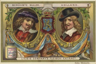 Picture series famous painters, Holland, Rembrandt van Ryn and Franz Hals, Liebig picture,