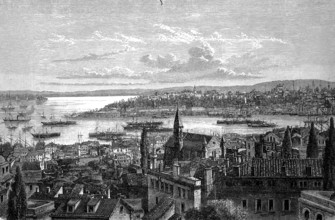 Seraglio Spire and Golden Horn of Constantinople, Istanbul, Turkey, in 1880, Historical, digital