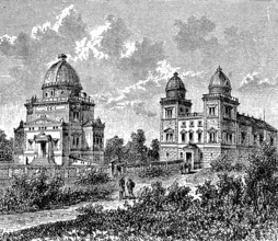 The observatory in Strasbourg, France, in 1880, Historical, digital reproduction of an original
