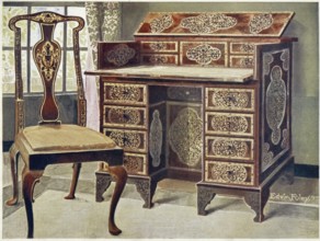 Furniture around the turn of the century 1900, Writing desk with walnut inlays (1910, 1911), Walnut