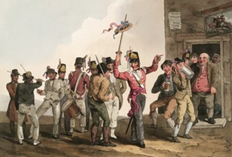 Scene from everyday life in England around 1810, The Thirty-third Regiment of the Citizen's Army,