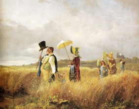 Sunday Walk, Painting by Carl Spitzweg, Historic, digitally restored reproduction from a 19th