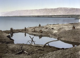 The Dead Sea, Jericho, Holy Land, West Bank, c. 1895, Historical, digitally restored reproduction