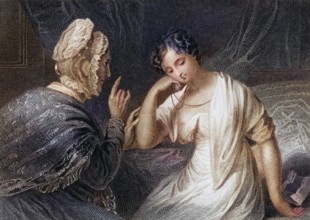 The love letter, engraved by Charles Rolls after a painting by H. Richter, Historic, digitally