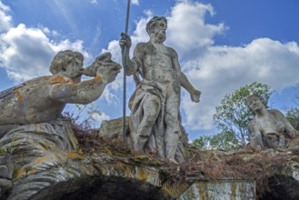 Neptunus sculpture group showing Neptune, Eole and Aquillon in the garden at Château de Bel?il,