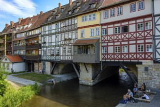 The Krämerbrücke in the historic city centre of Erfurt, Thuringia, Germany, is one of the city's