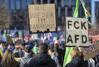 Essen, North Rhine-Westphalia, Germany - Demonstration against the right in Essen's green centre,